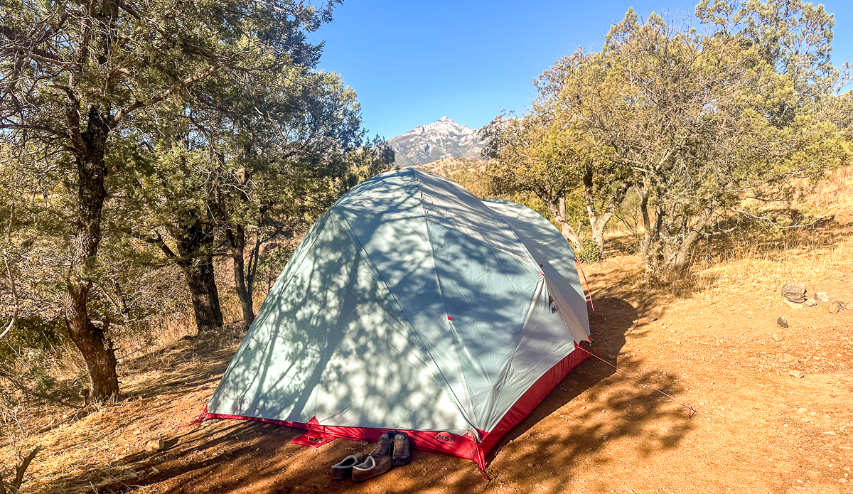 tent with mountain view