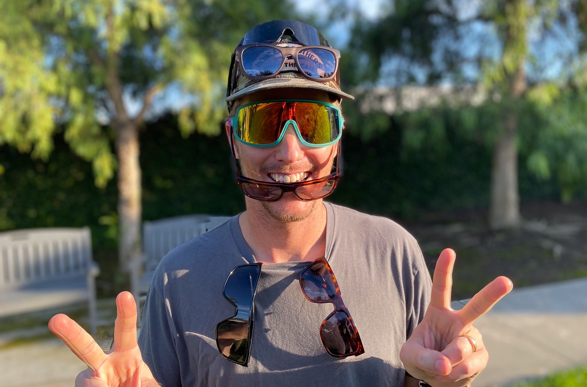 Dylan Heyden wearing a ridiculous amount of sunglasses