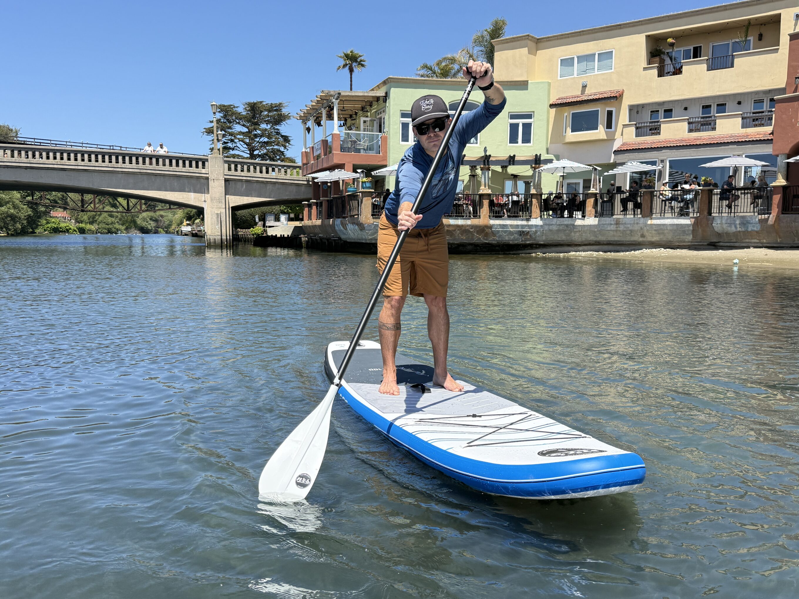 a man paddling a NRS paddle board