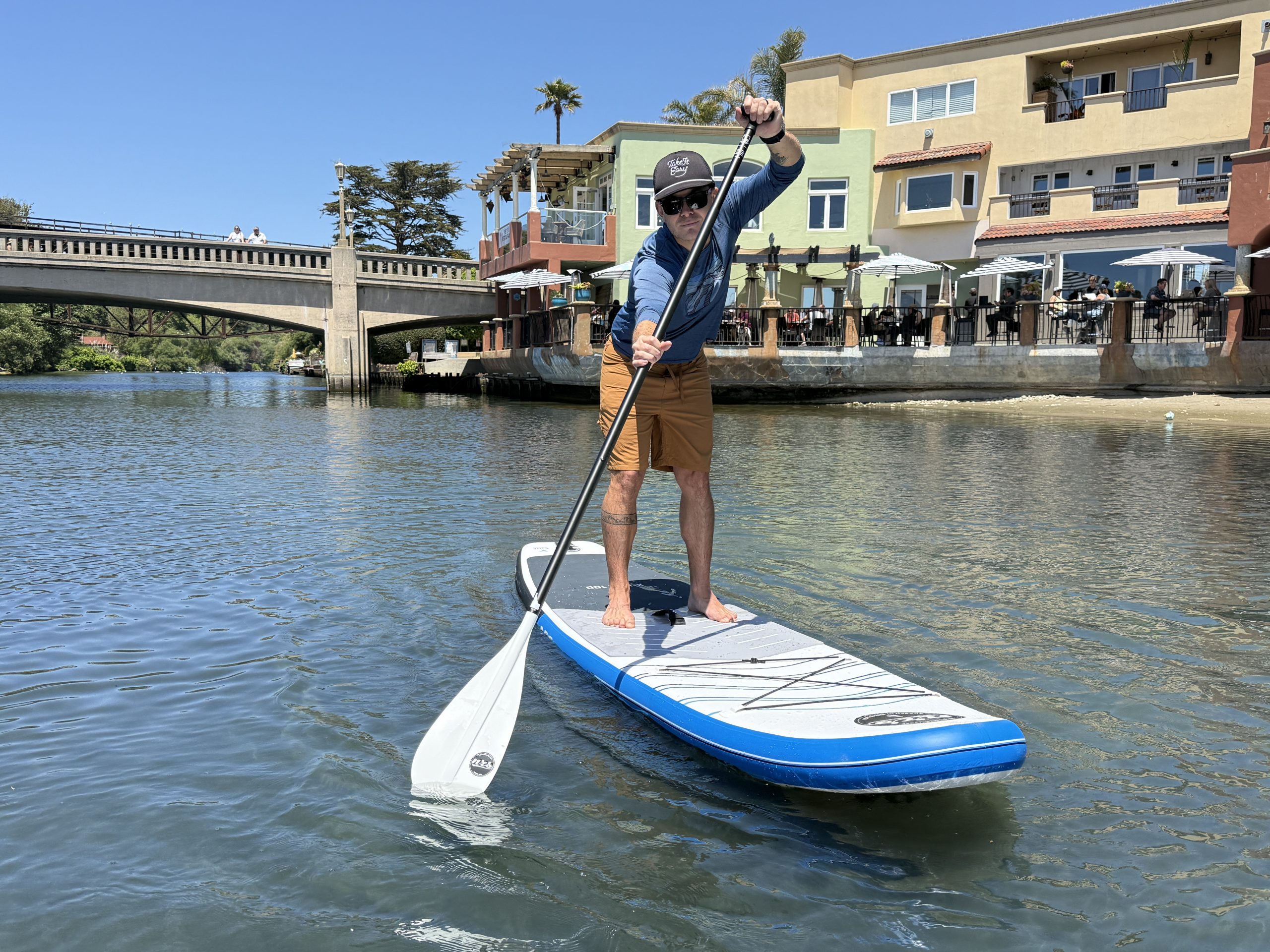 a man paddling a NRS paddle board
