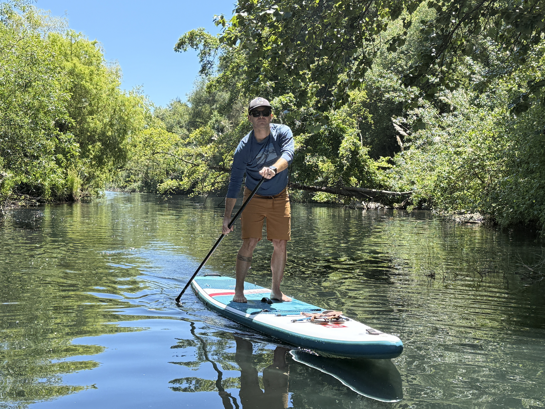 a man paddling on a river
