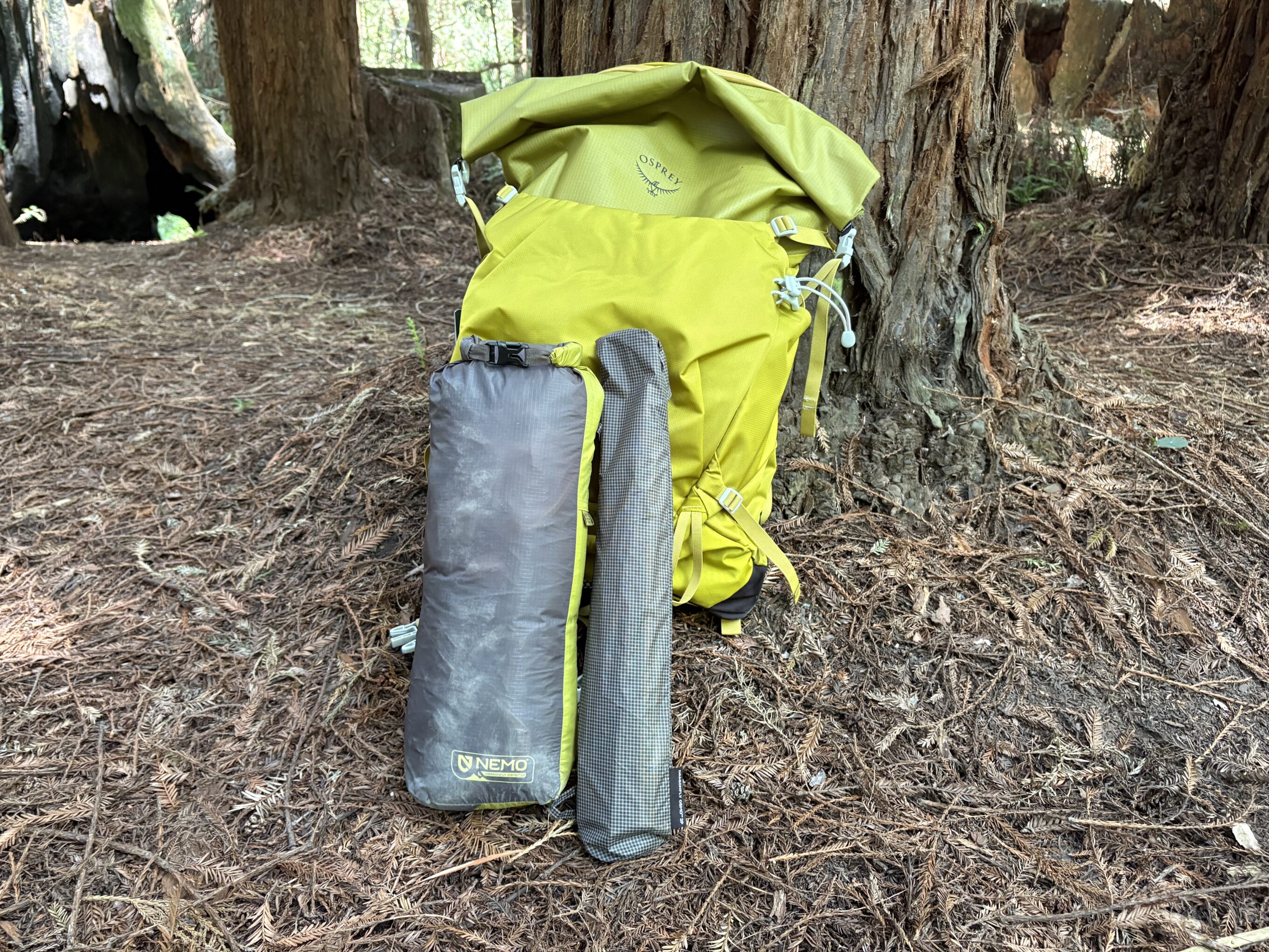 a tent packed away