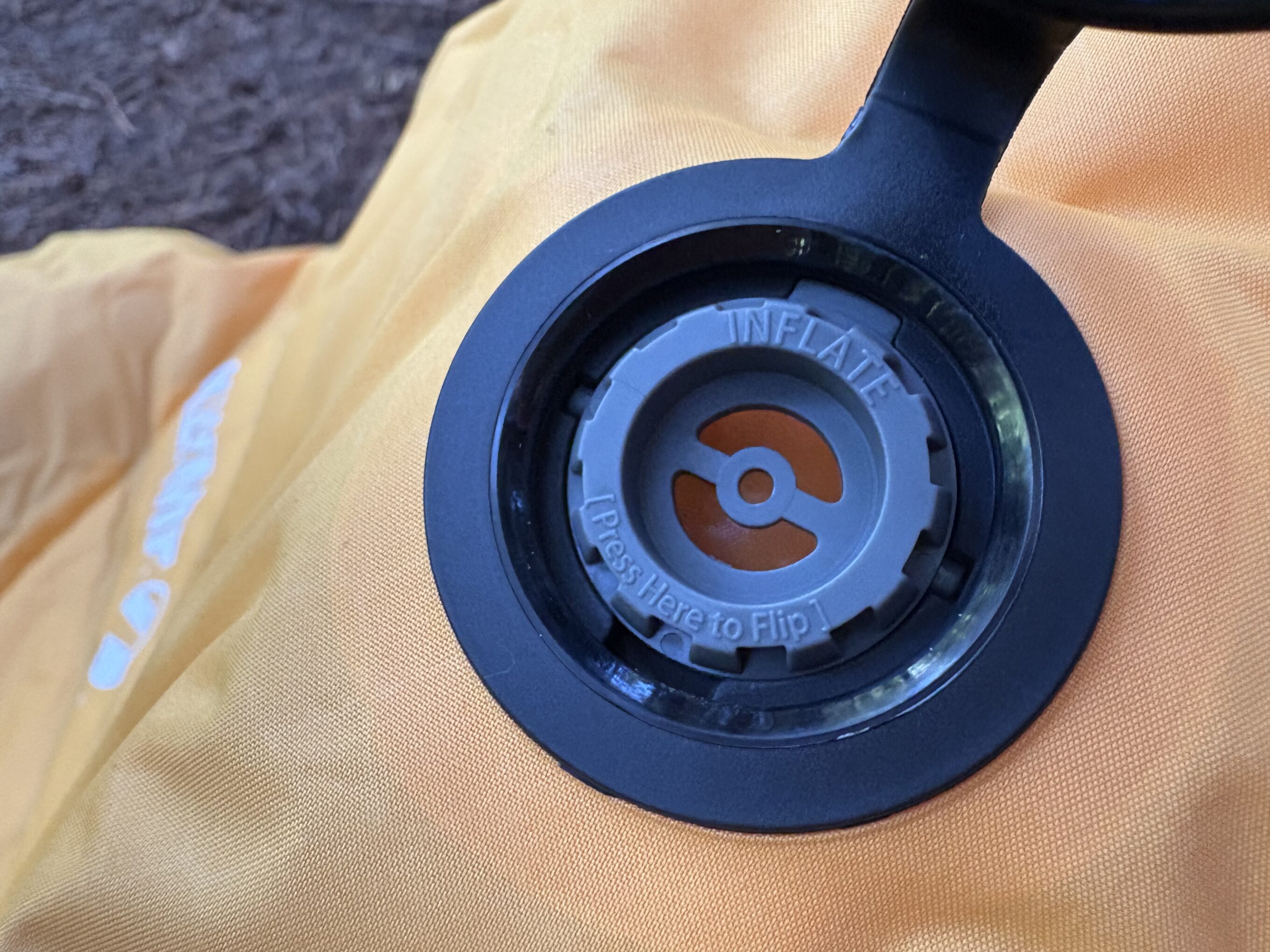 inflation valve on a sleeping pad