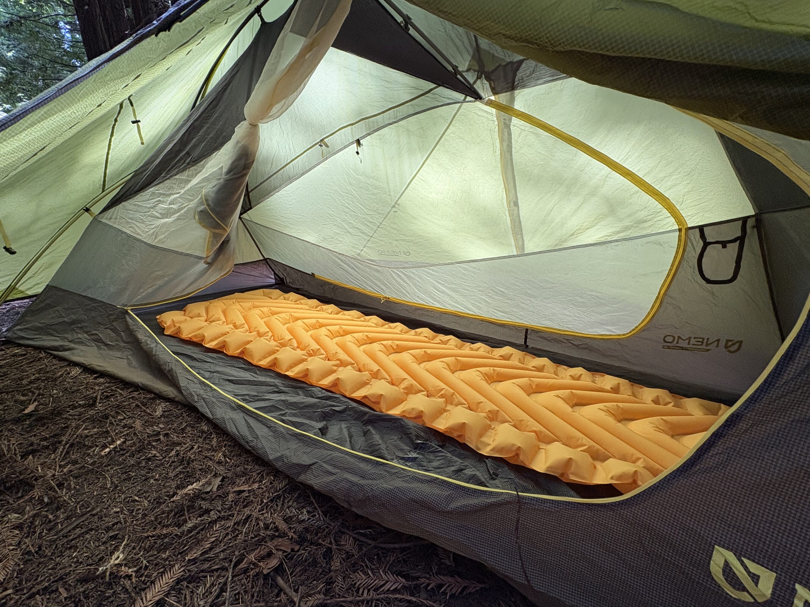 sleeping pad in a tent