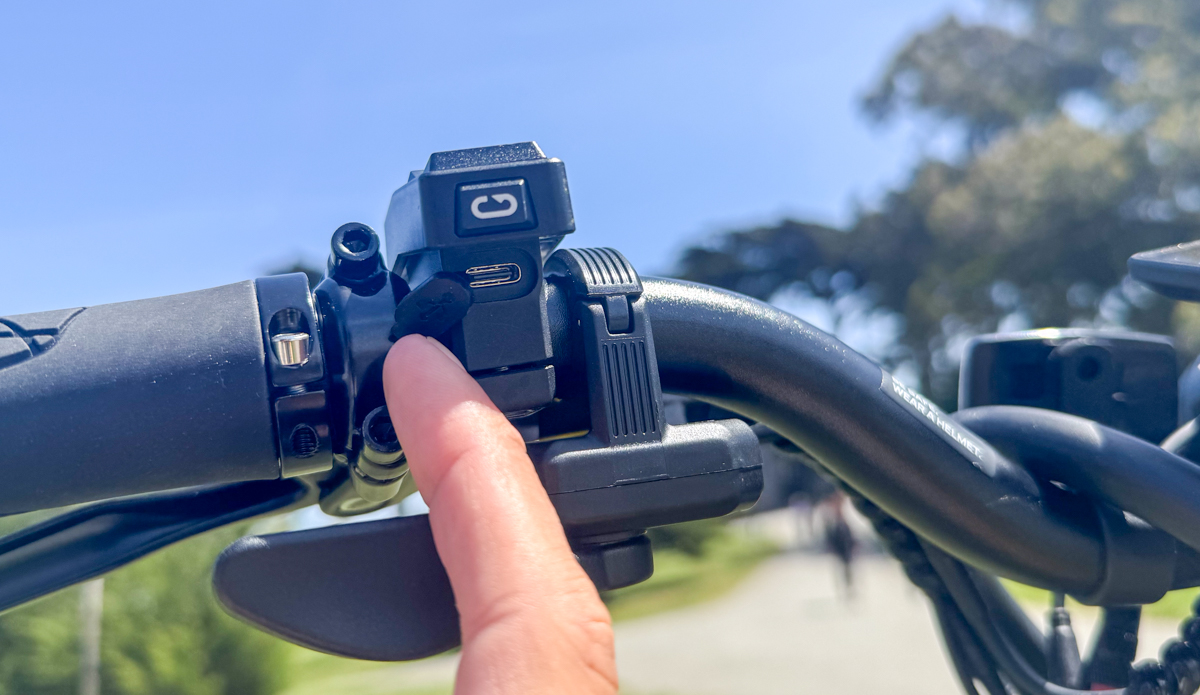 charging port on the Velotric Fold1 Plus