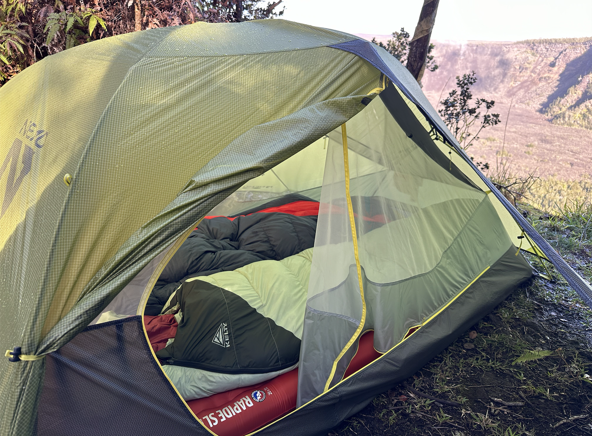 the inside of a tent