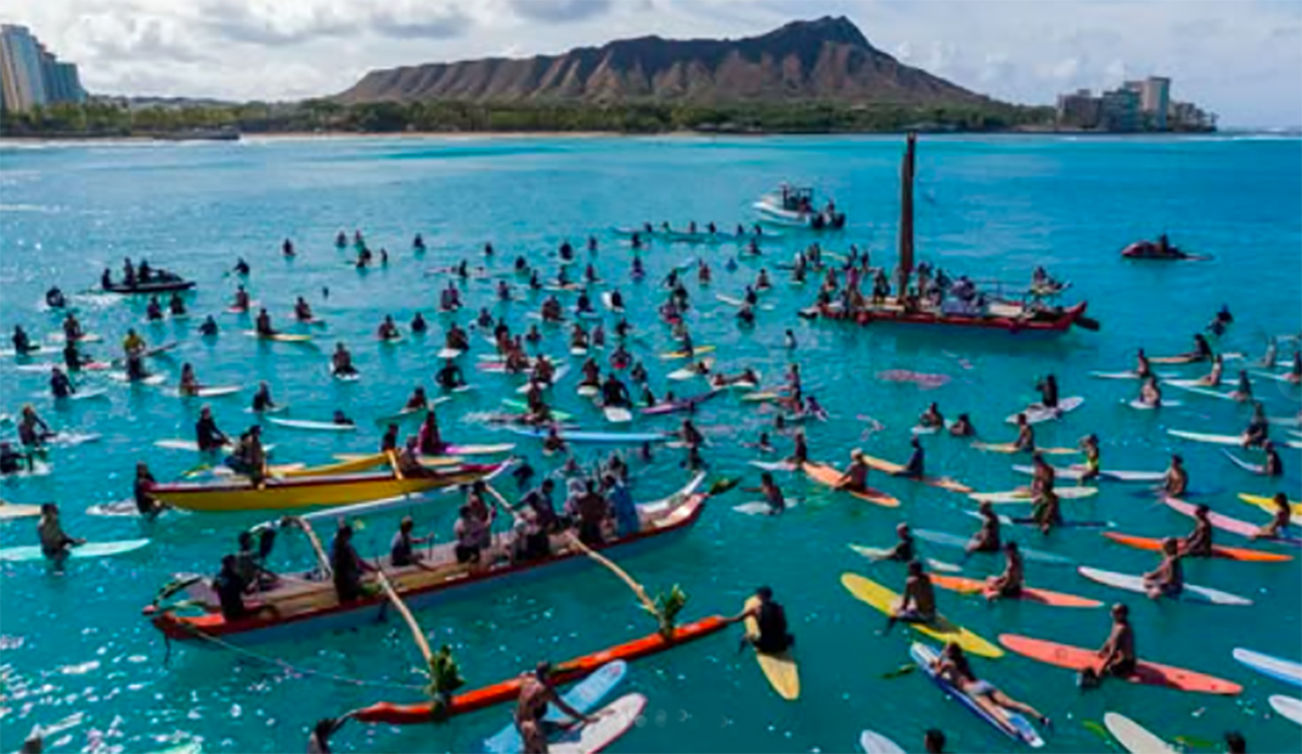 Hundreds Turn Out In Waikiki for Clyde Aikau Memorial Paddle Out