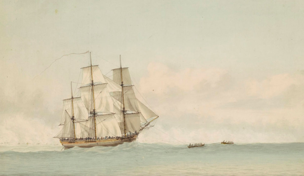 HMS Endeavour sailing on voyage of discovery
