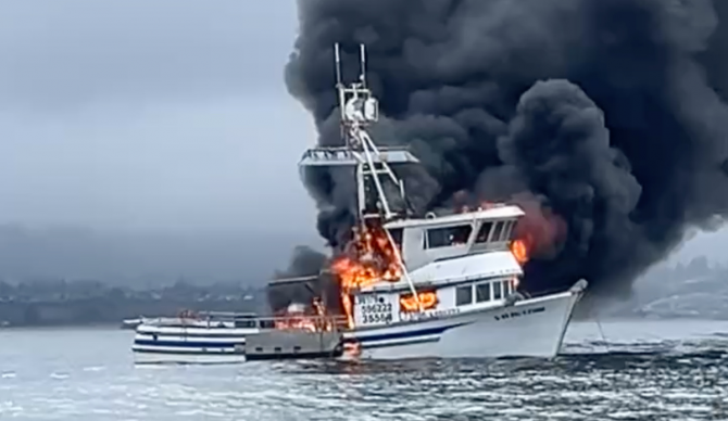 Pleasure Point fishing boat fire