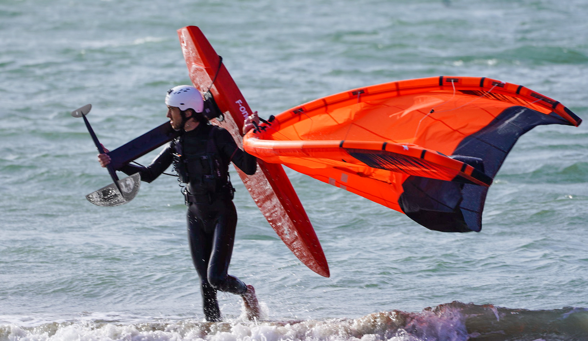 Will Sileo coming out of the water with the F-One Plume K-Wing