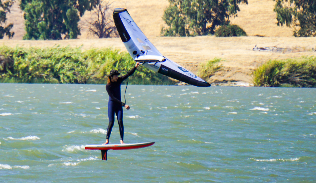 Will Sileo wing foiling at sherman island