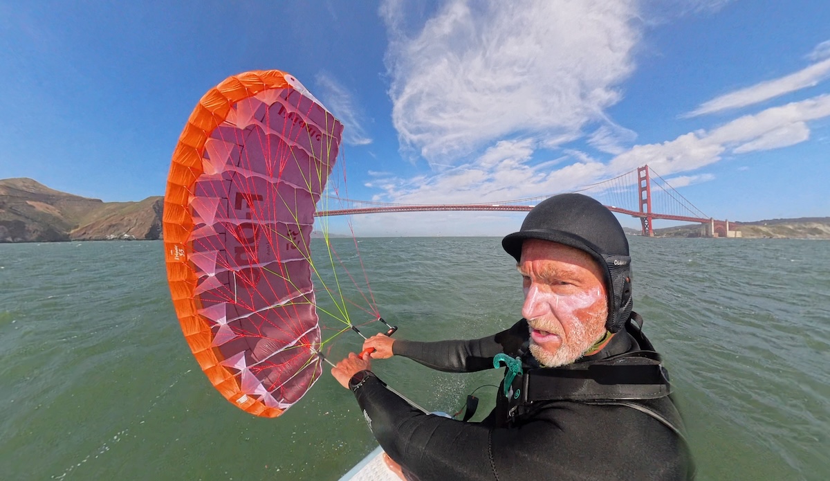 F-One Frigate parawing with the golden gate bridge in the background