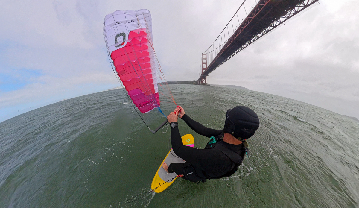 Ozone Pocket Rocket Parawing under the golden gate bridge