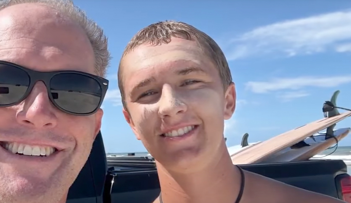 Sam Hollis (right) was bitten on the left foot by a shark. Photo: WESH 2 News
