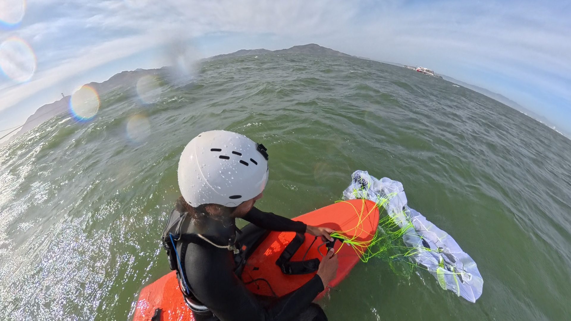 arranging parawing on the water