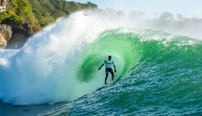 Rip Curl has a storied history in the surf industry, including sponsoring events like the Rip Curl Padang Padang Pro (pictured). Photo: Nathan Lawrence // Rip Curl