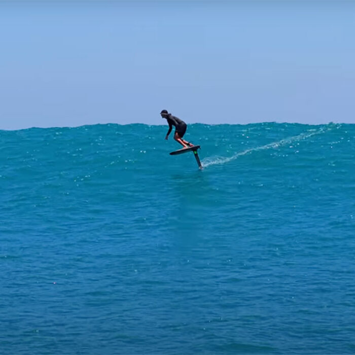 Adam Bennetts on a foilboard at Uluwatu