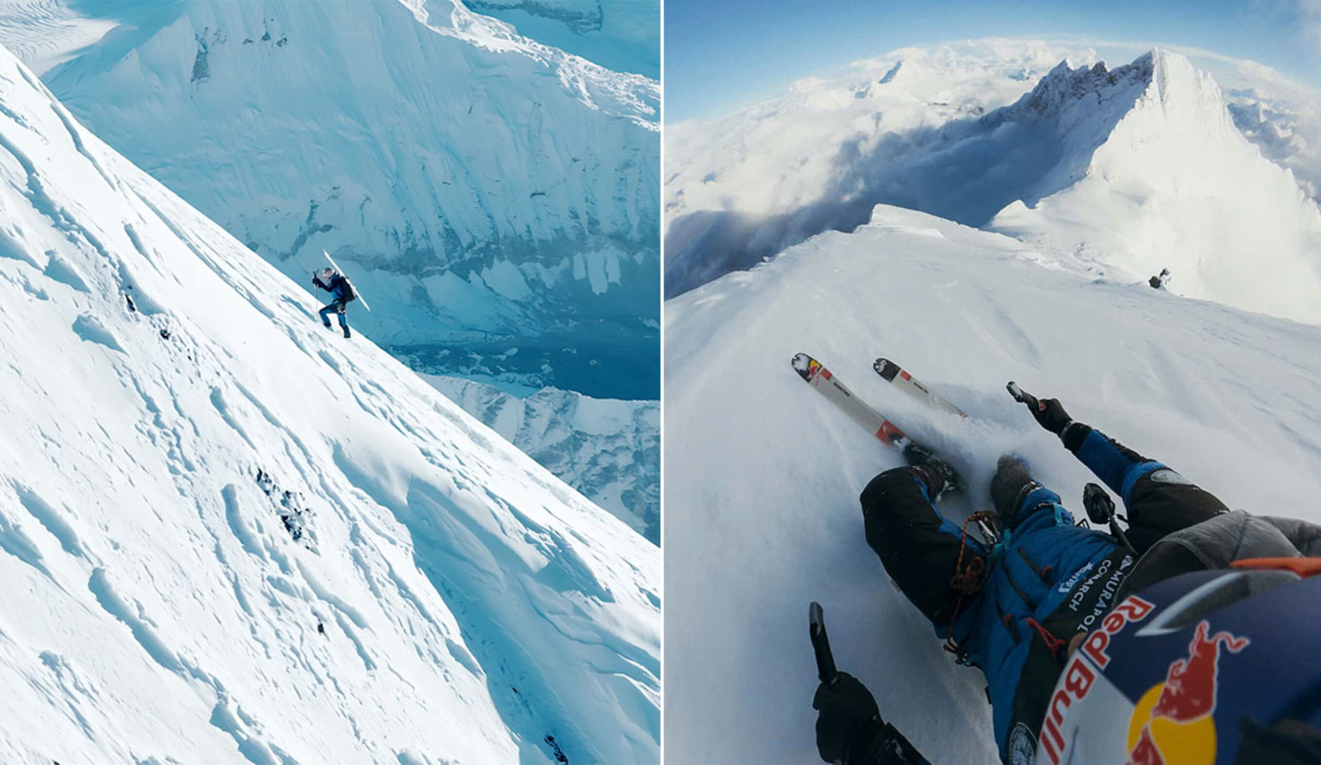 Andrzej Bargiel hiking and skiing on Mount Everest