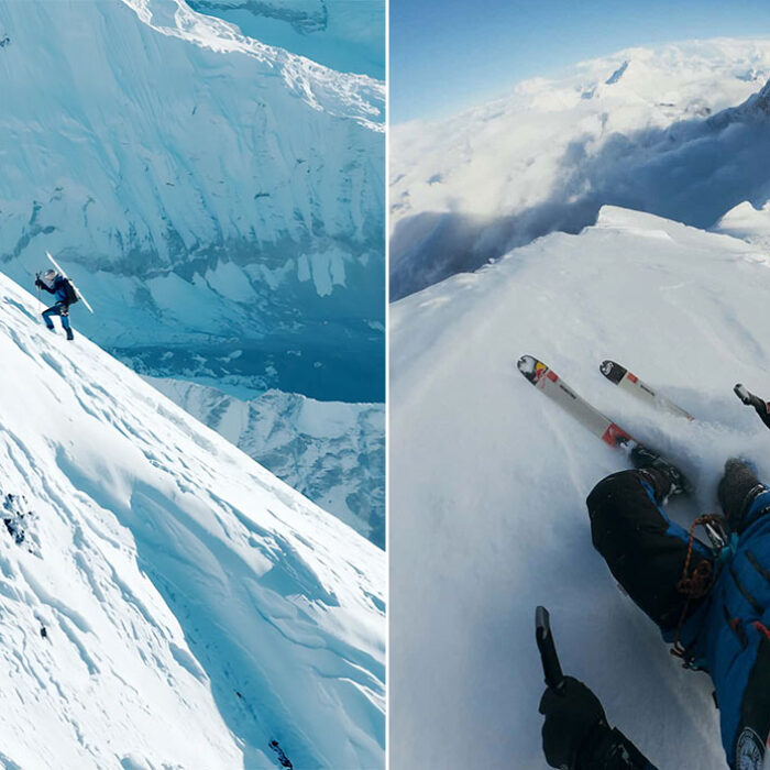 Andrzej Bargiel hiking and skiing on Mount Everest