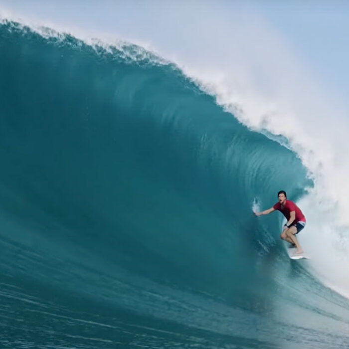 Matt Bromley surfing in a barrel