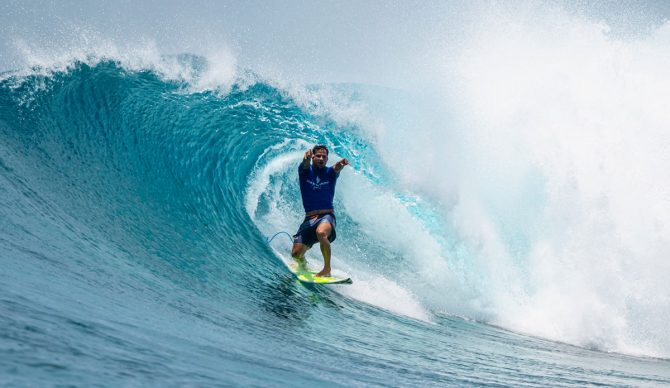 Michel Bourez surfing Sultans after winning