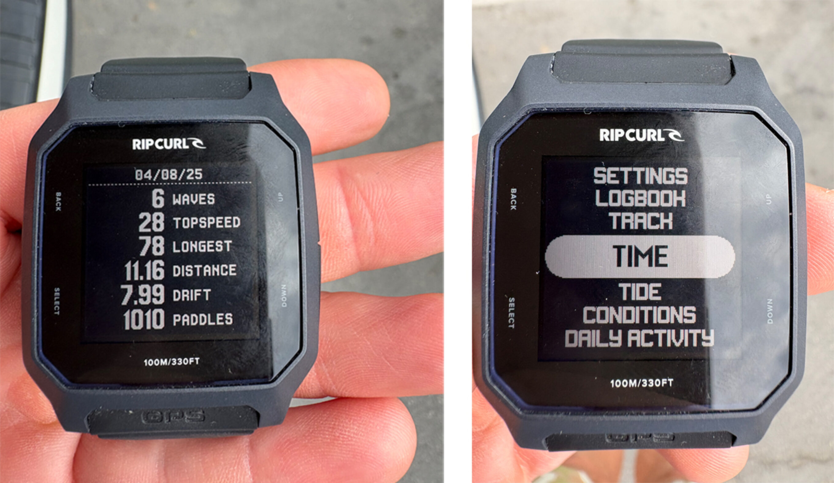 watch faces settings and tracking Rip Curl Search GPS3