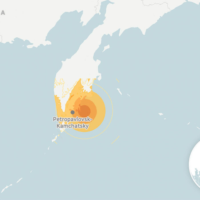 map of Russia showing where an earthquake hit