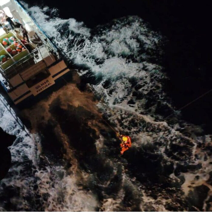 The Portuguese air force airlifted the family from a nearby fishing boat. Photo: ForçaAerea