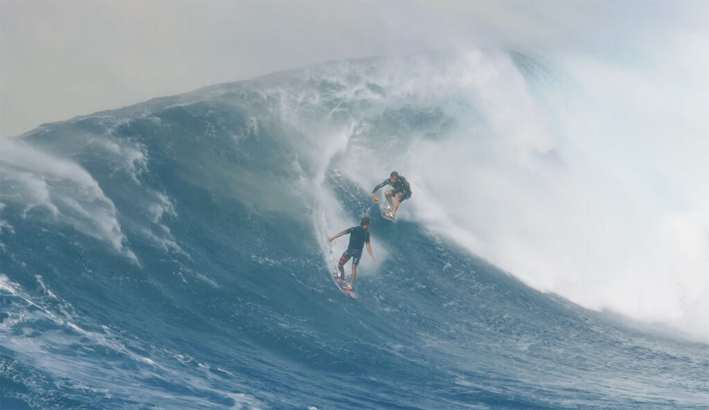 Kai and Ridge Lenny filming at Jaws with a GoPro