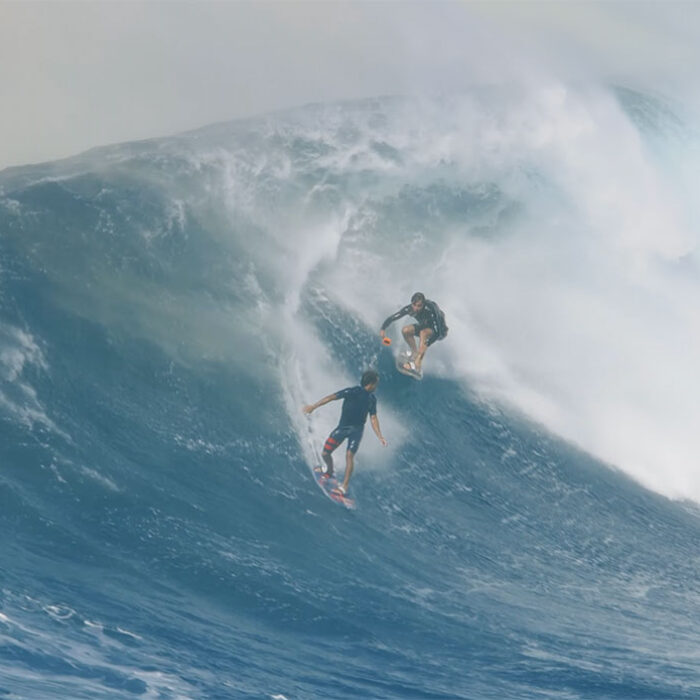 Kai and Ridge Lenny filming at Jaws with a GoPro