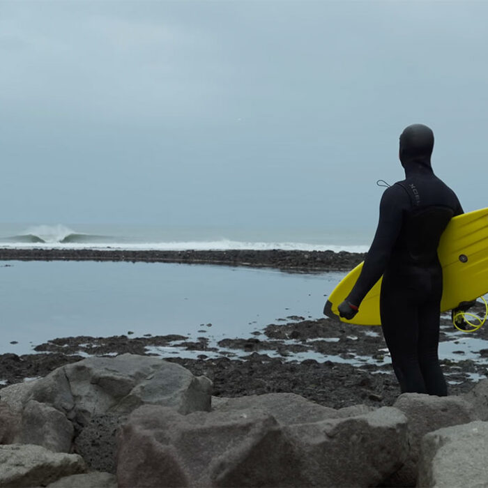 Nic von Rupp watching waves in Iceland