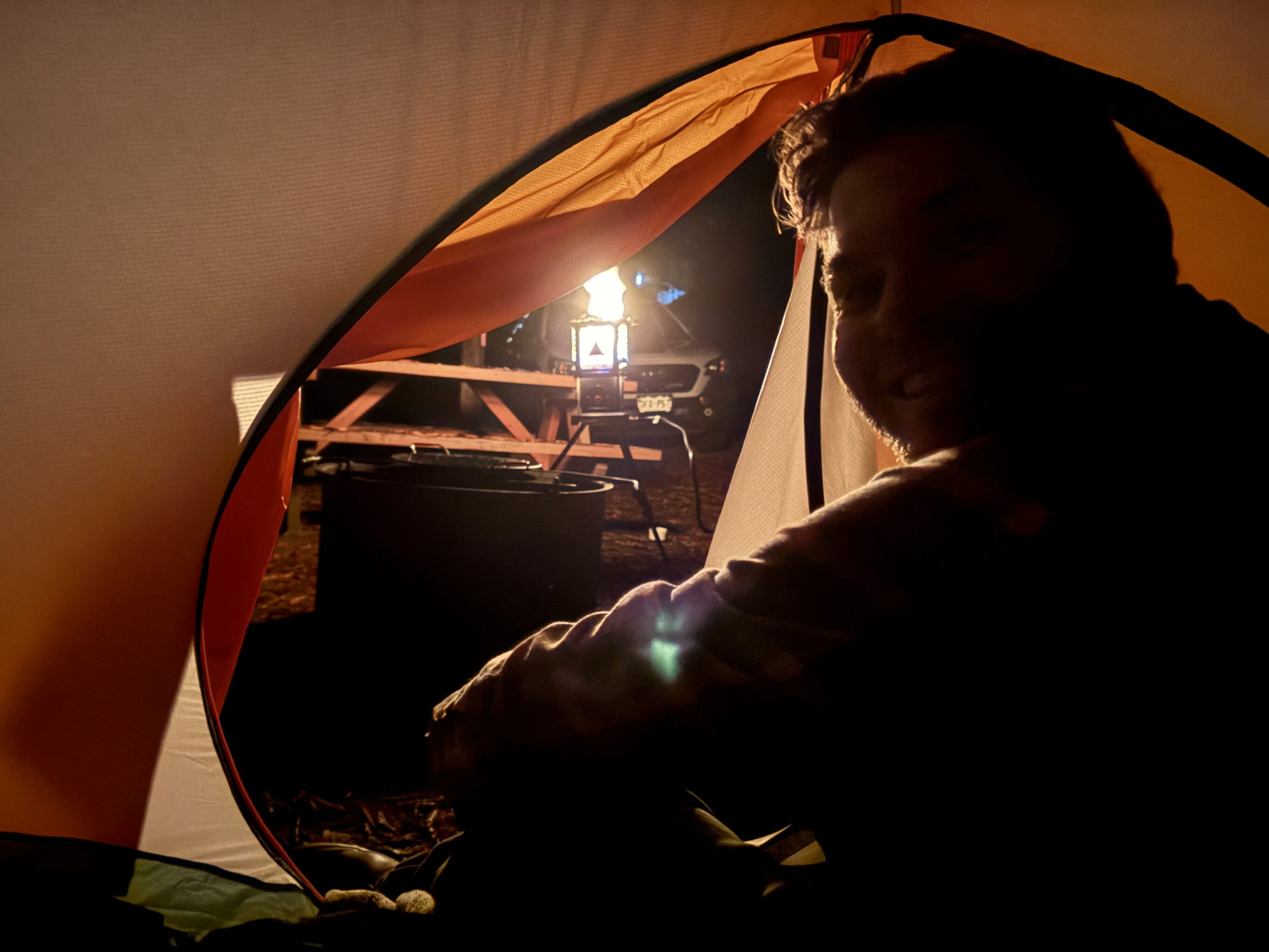 inside a tent