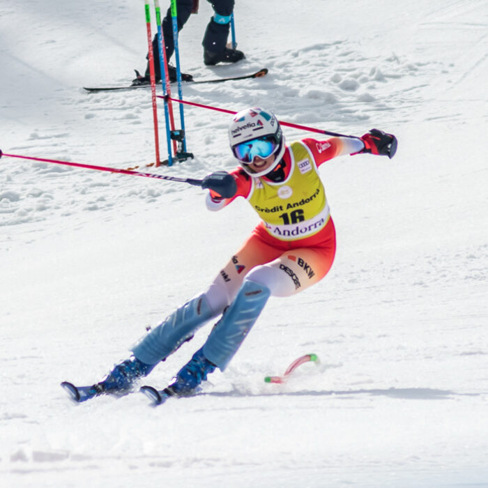 Michelle Gisin at the 2023 FIS Alpine Skiing World Cup in Soldeu, Andorra. Photo: Krzysztof Golik // Wikimedia Commons