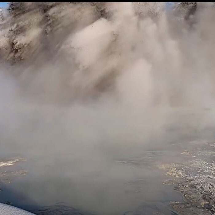 Black Diamond Pool in Yellowstone erupting