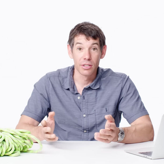 Alex Honnold answering questions about rock climbing for WIRED