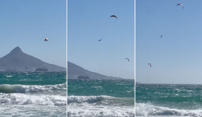 Kite surfer Hugo Wigglesworth breaking world record for highest jump
