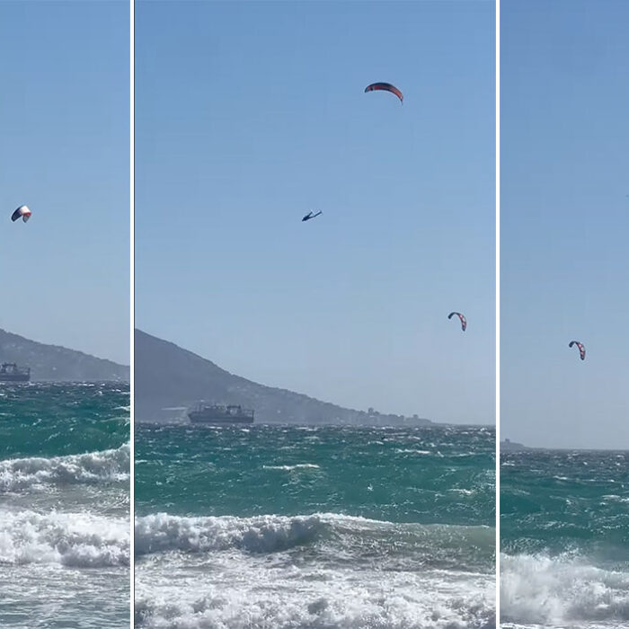 Kite surfer Hugo Wigglesworth breaking world record for highest jump