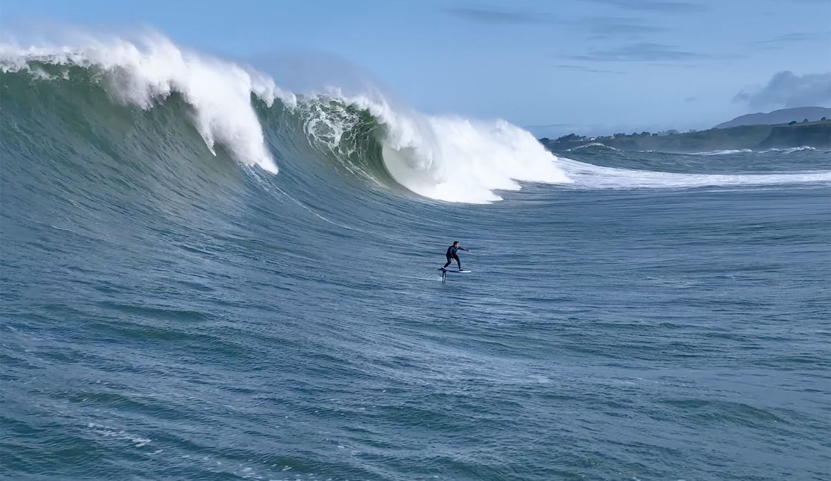 Kai Lenny foil surfing at Maverick's