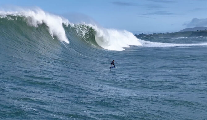 Kai Lenny foil surfing at Maverick's