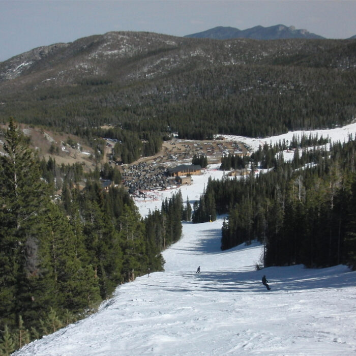 View of Eldora Mountain Ski Resort Base Area from the top of the International trail. Photo: KamenG // Wikimedia Commons