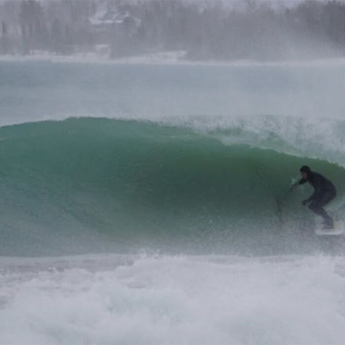 Ben Gravy surfing on a great lake