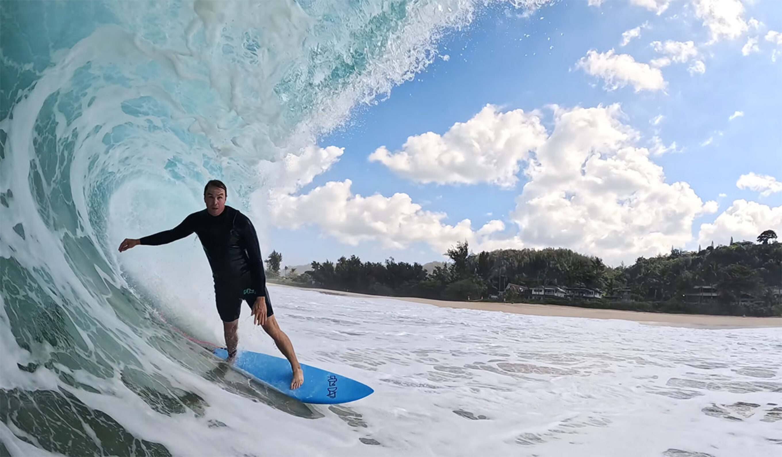 Jamie O'Brien surfing Keiki shorebreak on a Fun Day soft top surfboard