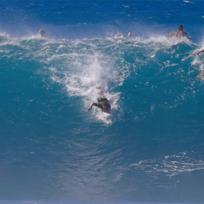 Nathan Florence paddling for a wave at Pipeline