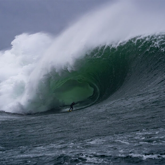 Nic von Rupp surfing big wave at Mullaghmore in Ireland