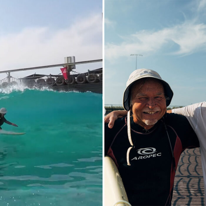 Taj Burrow and father Vance at Surf Abu Dhabi