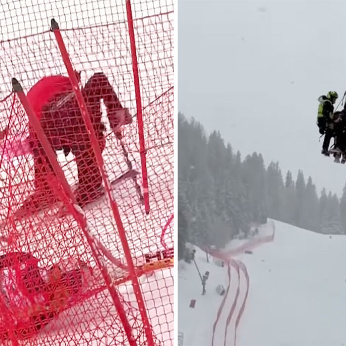 Lindsey Vonn in the netting with injury after World Cup crash