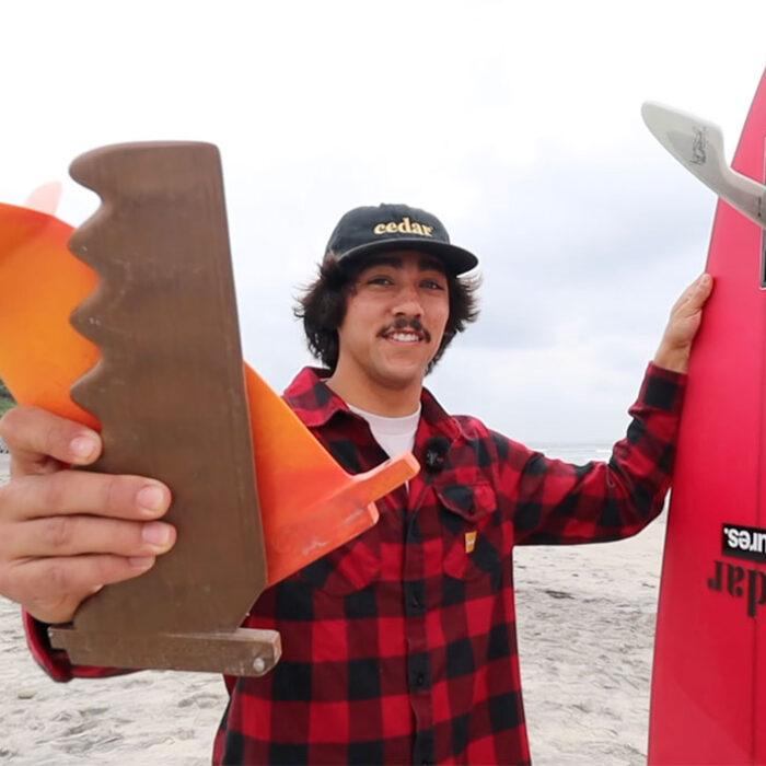 Zack Flores with three weird surfboard fins