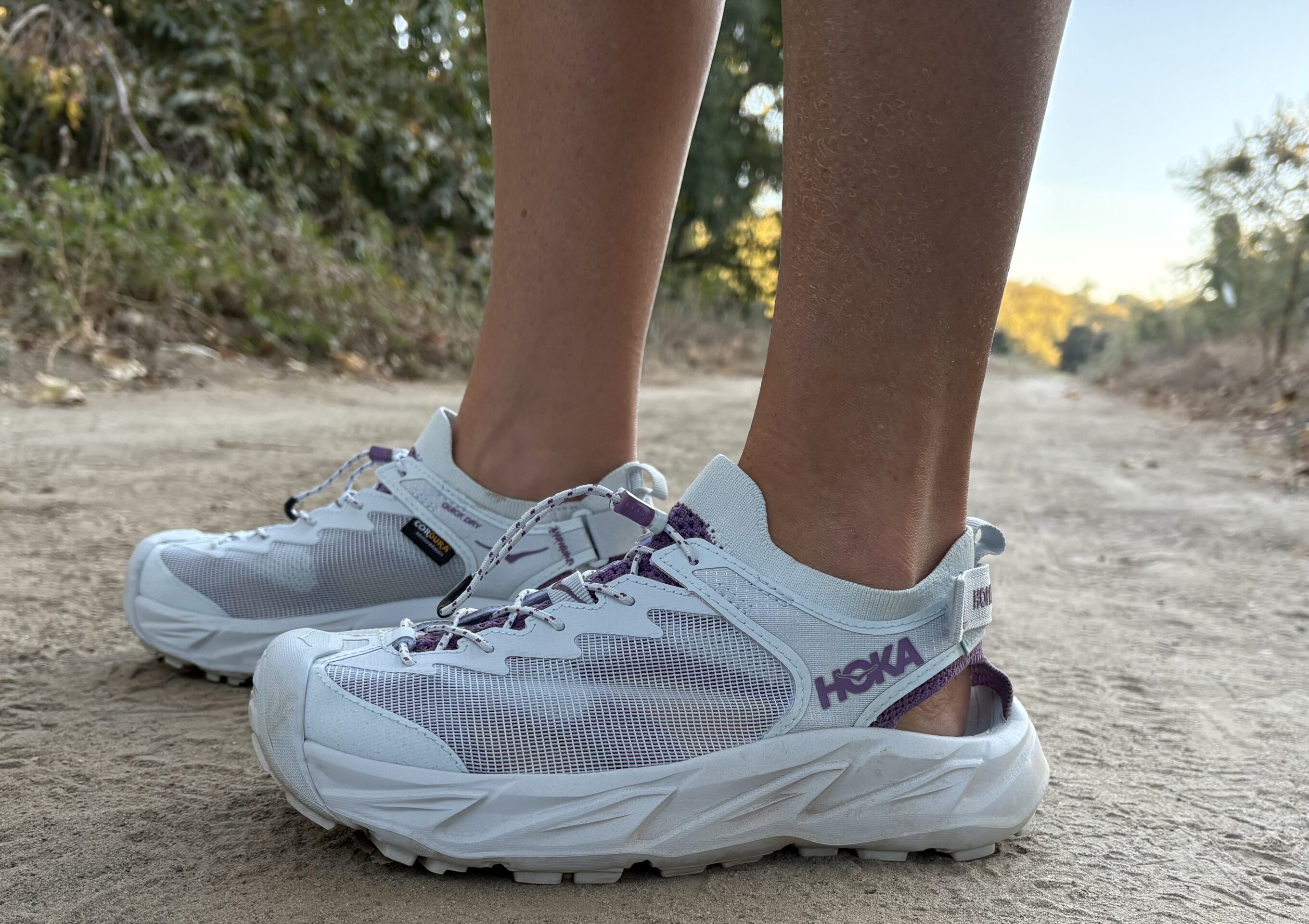 close up of hoka sandals