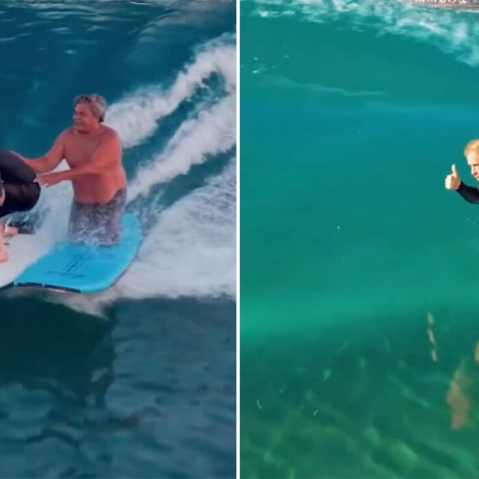Prince Harry getting barrelled at the Surf Ranch