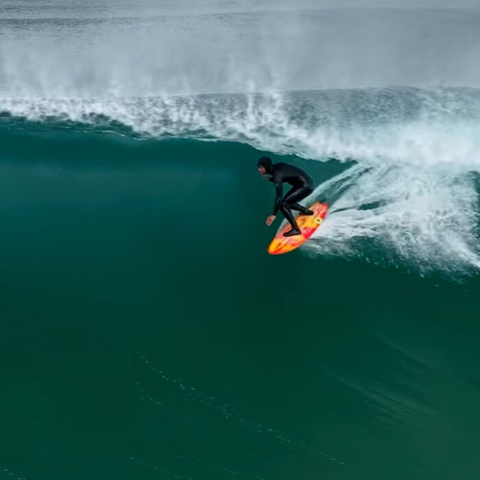 Hunter Jones surfing in a Los Angeles barrel